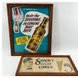 Set of 2 Framed Vintage Advertising Signs Ol