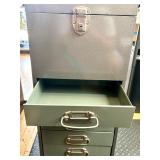 Metal Storage Cabinet with Locking Top Compartment and 6 Drawers