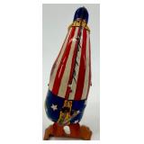 Vintage J. Chein Clown Wind-Up Tin Toy, Plastic Hen with Eggs, and Red Metal Wagon