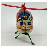Vintage Tin Wind-Up Fire Dept Helicopter Toy Japan