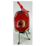 Vintage Tin Wind-Up Fire Dept Helicopter Toy Japan