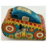 Vintage Wind-Up Tin Toys Lot - Tank and Cowboy on Tricycle