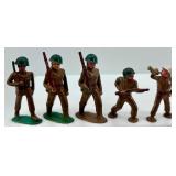 Set of 5 Vintage Lead Soldier Toy Figurines with Rifles and Bugle