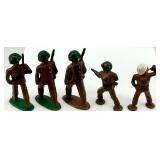 Set of 5 Vintage Lead Soldier Toy Figurines with Rifles and Bugle