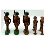 Set of 5 Vintage Lead Soldier Toy Figurines with Rifles and Bugle