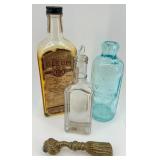 Lot of 3 Antique Apothecary and Medicine Bottles with Decorative Brass Tassel