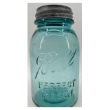 Set of 4 Vintage Ball Perfect Mason Blue Jars with Zinc Lids