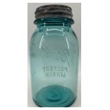 Set of 4 Vintage Ball Perfect Mason Blue Jars with Zinc Lids