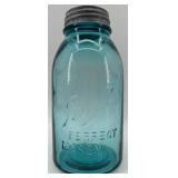 Set of 4 Vintage Ball Perfect Mason Blue Jars with Zinc Lids