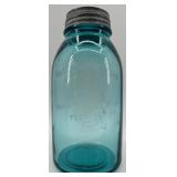 Set of 4 Vintage Ball Perfect Mason Blue Jars with Zinc Lids