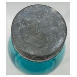 Set of 4 Vintage Ball Perfect Mason Blue Jars with Zinc Lids