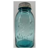 Set of 4 Vintage Ball Perfect Mason Blue Jars with Zinc Lids