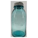 Set of 4 Vintage Ball Perfect Mason Blue Jars with Zinc Lids