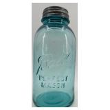 Set of 4 Vintage Ball Perfect Mason Blue Jars with Zinc Lids