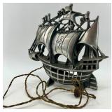 Vintage Cast Metal Ship Console Table Lamp Nautical Decor