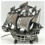 Vintage Cast Metal Ship Console Table Lamp Nautical Decor