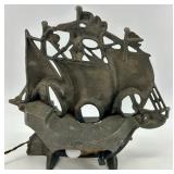 Vintage Cast Metal Ship Console Table Lamp Nautical Decor