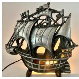 Vintage Cast Metal Ship Console Table Lamp Nautical Decor