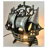 Vintage Cast Metal Ship Console Table Lamp Nautical Decor