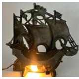 Vintage Cast Metal Ship Console Table Lamp Nautical Decor