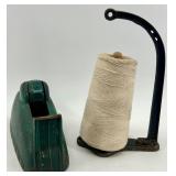 Vintage Cast Iron Tape Dispenser and String Holder Set