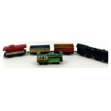 Set of 5 Vintage Tin Train Cars and San Francisco Cable Car Toys