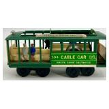 Set of 5 Vintage Tin Train Cars and San Francisco Cable Car Toys