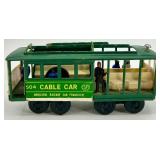 Set of 5 Vintage Tin Train Cars and San Francisco Cable Car Toys