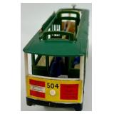 Set of 5 Vintage Tin Train Cars and San Francisco Cable Car Toys