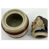 Vintage Ceramic Toby Jug Barrel Humidor Jar with Bearded Man Lid