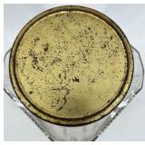 Vintage Clear Glass Jar with Metal Lid and Embossed Design