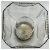 Vintage Clear Glass Jar with Metal Lid and Embossed Design