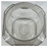 Vintage Clear Glass Jar with Metal Lid and Embossed Design
