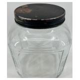 Vintage Square Glass Storage Jar with Metal Lid