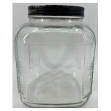 Vintage Square Glass Storage Jar with Metal Lid
