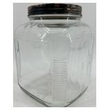 Vintage Square Glass Storage Jar with Metal Lid