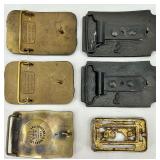 Collection of 6 Vintage Brass Belt Buckles Lubriplate CO-OP Anacortes Foundry