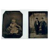 Set of 2 Antique Tintype Photographs Victorian Era Portraits