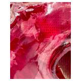 Vintage Red Textured Glass Hanging Pendant Light with Metal Chain