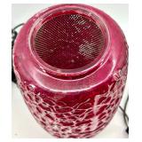 Vintage Red Textured Glass Hanging Pendant Light with Metal Chain