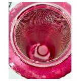 Vintage Red Textured Glass Hanging Pendant Light with Metal Chain