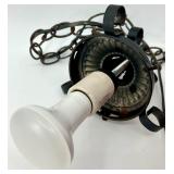 Vintage Red Textured Glass Hanging Pendant Light with Metal Chain