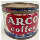 Collection of 5 Vintage Coffee Tins Including Hills Bros, Arco, Radiant Roast, and Butter-Nut