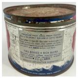 Collection of 5 Vintage Coffee Tins Including Hills Bros, Arco, Radiant Roast, and Butter-Nut