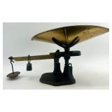 Vintage Cast Iron and Brass Balance Scale with Weights