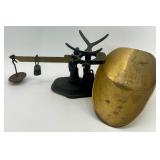 Vintage Cast Iron and Brass Balance Scale with Weights
