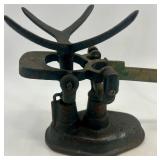 Vintage Cast Iron and Brass Balance Scale with Weights