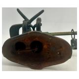 Vintage Cast Iron and Brass Balance Scale with Weights