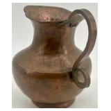 Collection of 4 Vintage Copper Kitchenware Items - Kettle, Jug, Pitcher and Mug