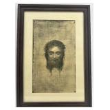 Framed 1874 Drawing Print of Jesus Christ - Gabriel Cornelius Ritter von Max